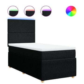 Vidaxl Box spring postelja z vzmetnico črna 90x200 cm blago