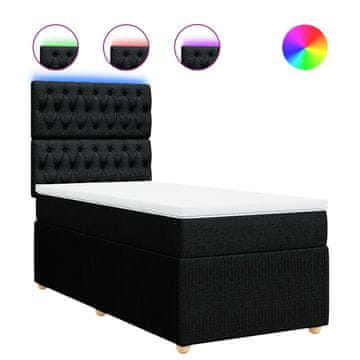 Vidaxl Box spring postelja z vzmetnico črna 90x200 cm blago