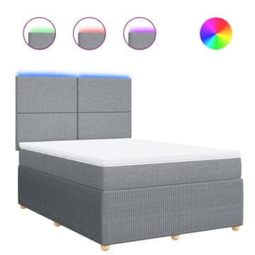 Vidaxl Box spring postelja z vzmetnico svetlo siva 140x200 cm blago