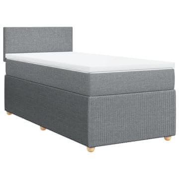 Vidaxl Box spring postelja z vzmetnico svetlo siva 90x200 cm blago