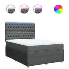 Vidaxl Box spring posteljni z vzmetnico temno siv 140x190 cm blago