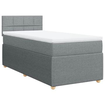 Vidaxl Box spring postelja z vzmetnico svetlo siva 90x200 cm blago