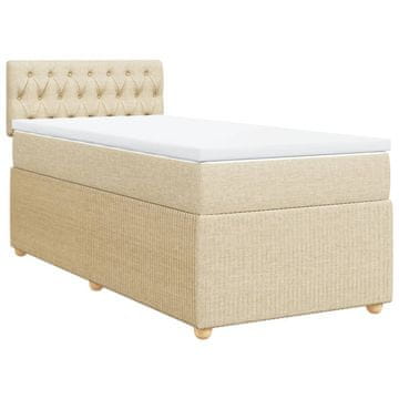 Vidaxl Box spring postelja z vzmetnico krem 100x200 cm blago