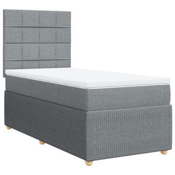 Vidaxl Box spring postelja z vzmetnico svetlo siv 100x200 cm blago