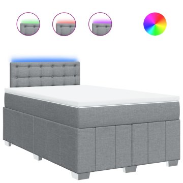 Vidaxl Boxspring postelja z vzmetnico svetlo siva 120x190 cm blago