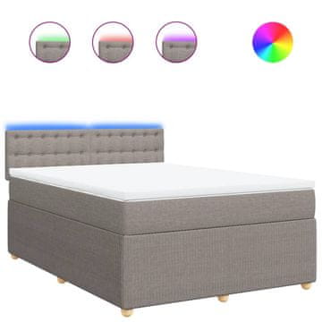 Vidaxl Box spring postelja z vzmetnico taupe 140x190 cm blago