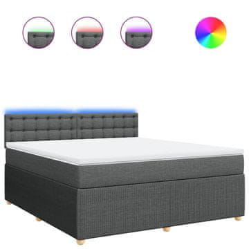 Vidaxl Box spring postelja z vzmetnico temno siva 180x200 cm blago