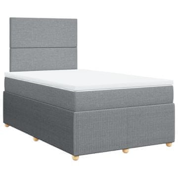 Vidaxl Box spring postelja z vzmetnico svetlo siva 120x200 cm blago