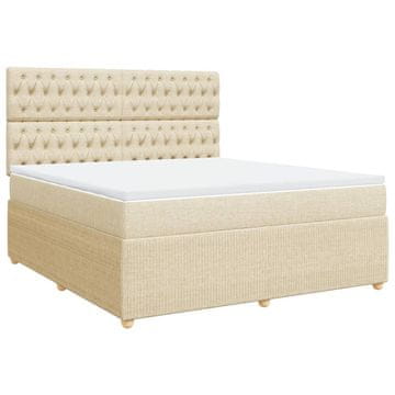 Vidaxl Box spring postelja z vzmetnico krem 180x200 cm blago