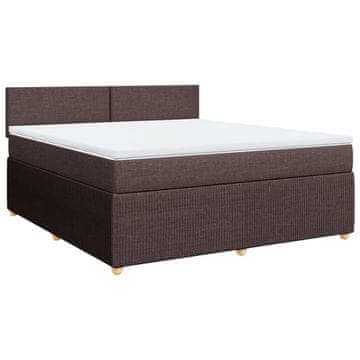 Vidaxl Box spring postelja z vzmetnico temno rjava 180x200 cm blago