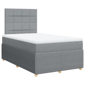Vidaxl Box spring postelja z vzmetnico svetlo siva 120x200 cm blago