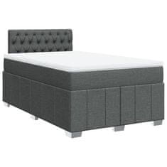 Vidaxl Box spring postelja z vzmetnico temno siva 120x200 cm blago