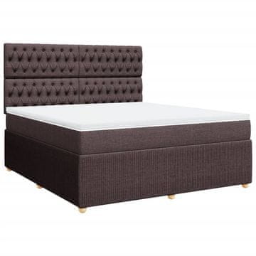 Vidaxl Box spring postelja z vzmetnico temno rjava 180x200 cm blago