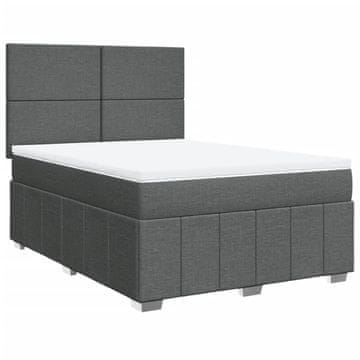 Vidaxl Box spring postelja z vzmetnico temno siva 160x200 cm blago