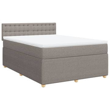 Vidaxl Box spring postelja z vzmetnico taupe 140x200 cm blago