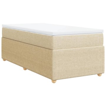 Vidaxl Box spring postelja z vzmetnico krem 100x200 cm blago