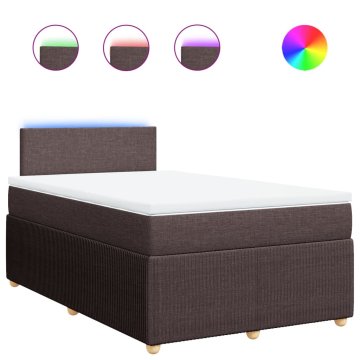 Vidaxl Box spring postelja z vzmetnico temno rjava 120x190 cm blago