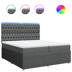 Vidaxl Box spring postelja z vzmetnico temno siva 200x200 cm blago