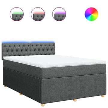 Vidaxl Box spring postelja z vzmetnico temno siva 140x200 cm blago