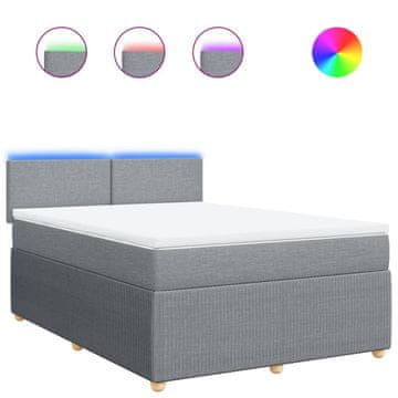 Vidaxl Box spring posteljni z vzmetnico svetlo siv 140x190 cm blago