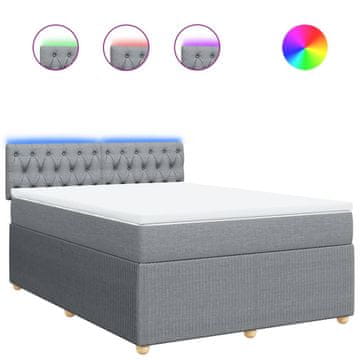 Vidaxl Box spring postelja z vzmetnico svetlo siva 140x200 cm blago