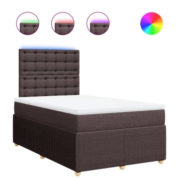Vidaxl Box spring postelja z vzmetnico temno rjav 120x200 cm blago