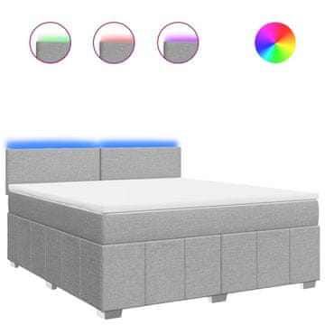 Vidaxl Box spring postelja z vzmetnico svetlo siva 180x200 cm blago