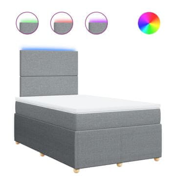 Vidaxl Box spring postelja z vzmetnico svetlo siva 120x200 cm blago
