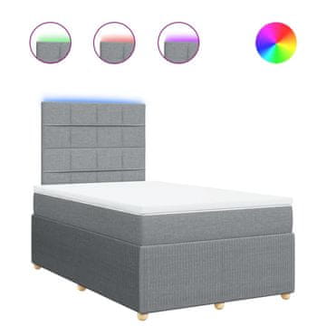 Vidaxl Box spring postelja z vzmetnico svetlo siva 120x200 cm blago