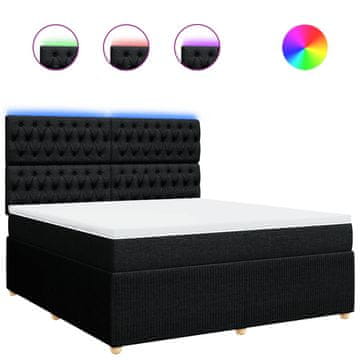 Vidaxl Box spring postelja z vzmetnico črna 180x200 cm blago