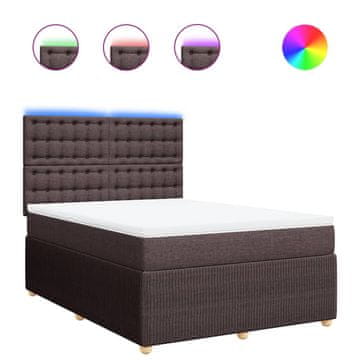 Vidaxl Box spring postelja z vzmetnico temno rjava 160x200 cm blago
