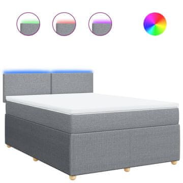 Vidaxl Box spring postelja z vzmetnico svetlo siva 160x200 cm žamet