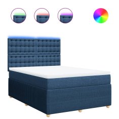 Vidaxl Box spring postelja z vzmetnico modra 160x200 cm blago