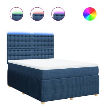 Vidaxl Box spring postelja z vzmetnico modra 160x200 cm blago