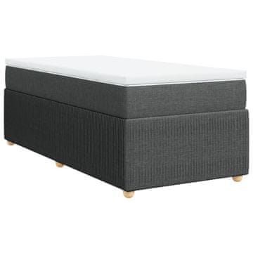 Vidaxl Box spring postelja z vzmetnico temno siva 80x200 cm blago