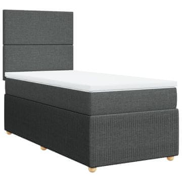 Vidaxl Box spring postelja z vzmetnico temno siva 100x200 cm blago