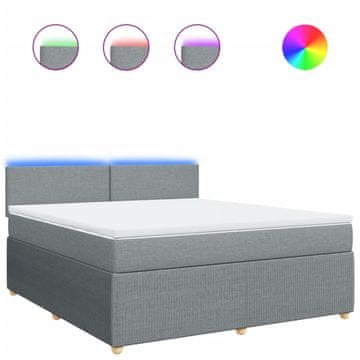Vidaxl Box spring postelja z vzmetnico svetlo siva 180x200 cm blago
