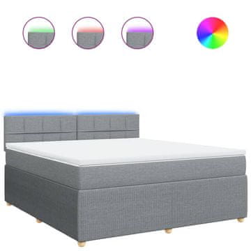 Vidaxl Box spring postelja z vzmetnico svetlo siva 180x200 cm blago