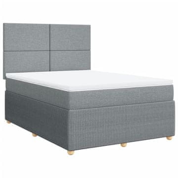 Vidaxl Box spring posteljni z vzmetnico svetlo siv 140x190 cm blago