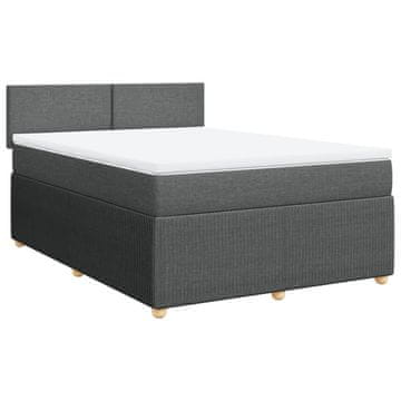 Vidaxl Box spring posteljni z vzmetnico temno siv 140x190 cm blago