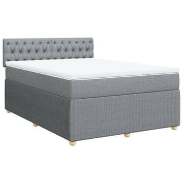 Vidaxl Box spring postelja z vzmetnico svetlo siva 160x200 cm žamet