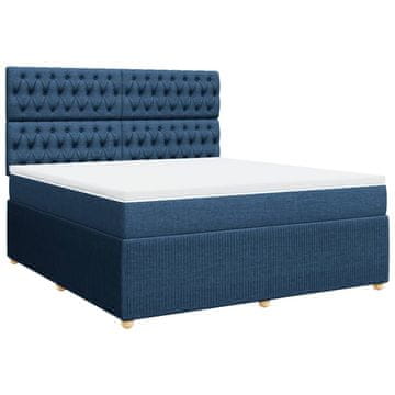 Vidaxl Box spring postelja z vzmetnico modra 180x200 cm blago