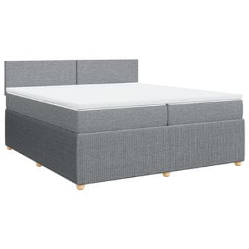 Vidaxl Box spring postelja z vzmetnico svetlo siva 200x200 cm blago