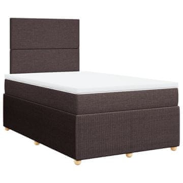 Vidaxl Box spring postelja z vzmetnico temno rjav 120x200 cm blago