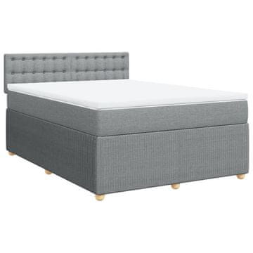 Vidaxl Box spring postelja z vzmetnico svetlo siva 140x200 cm blago