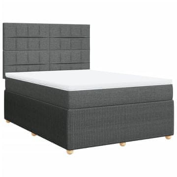 Vidaxl Box spring posteljni z vzmetnico temno siv 140x190 cm blago