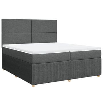 Vidaxl Box spring postelja z vzmetnico temno siva 200x200 cm blago