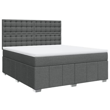 Vidaxl Box spring postelja z vzmetnico temno siva 180x200 cm blago