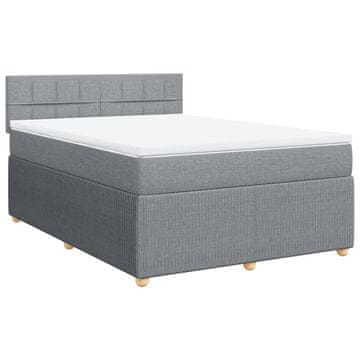 Vidaxl Box spring posteljni z vzmetnico svetlo siv 140x190 cm blago
