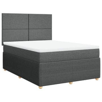 Vidaxl Box spring postelja z vzmetnico temno siva 140x200 cm blago